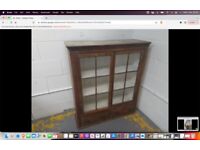 Antique solid wood cabinet with glass doors and drawers excellent central London bargain