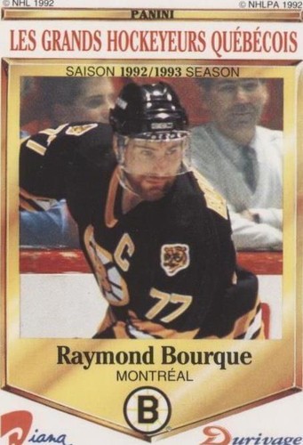 1992-93 Panini Diana/Durivage Les Grands Hockeyeurs Quebecois - Ray Bourque #31