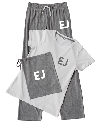 Personalised Pyjamas Initial Pyjamas Ladies Girls Grey Pyjamas Any