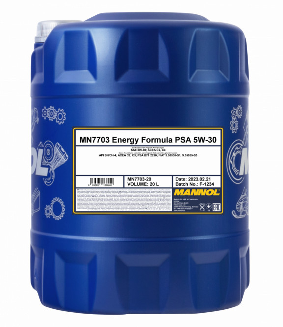 20 Liter Mannol Energy Formula Psa Mn7703 MotorÃ¶L 5w-30 Api Sn/Ch-4