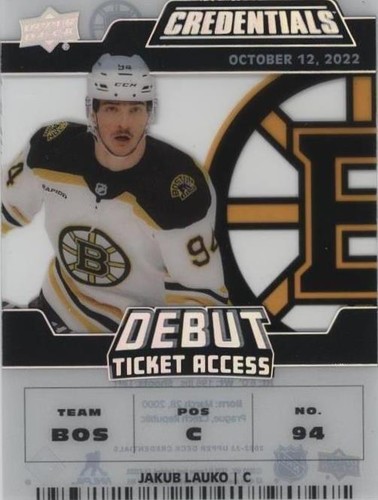 2022-23 Upper Deck Credentials - Jakub Lauko #DTA-JL