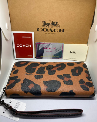 Coach Long Zip Around Wallet With Leopard Print CC865 Outlet