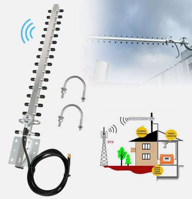 2.4G Yagi WiFi Antenna 25dBi Outdoor Directional Signal for Wireless Card Router