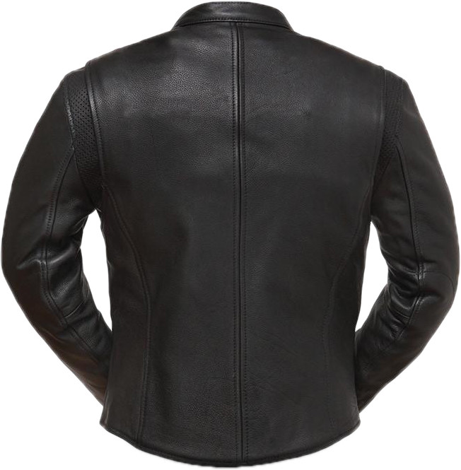 Pre-owned First Classics Women's Motorcycle Leather Jacket With Short Sport Snap Collar And Vents (lc158) In Black