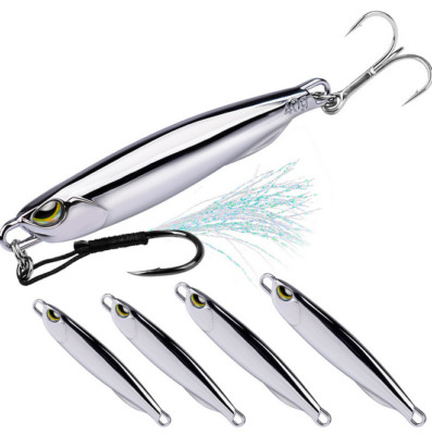 5pcs Silver Fishing Lures Metal Spinner Bait Bass Tackle Crankbait Spoon Trout