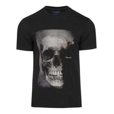 RELIGION BURNED SKULL T-SHIRT BLACK SIZE S