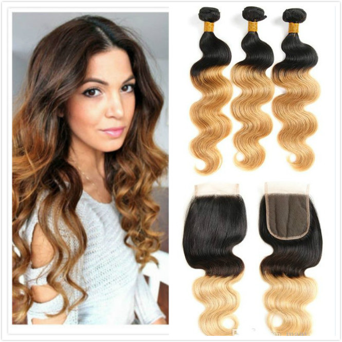 7a Brazilian Body Wave Ombre 3tone Virgin Human Hair Extensions