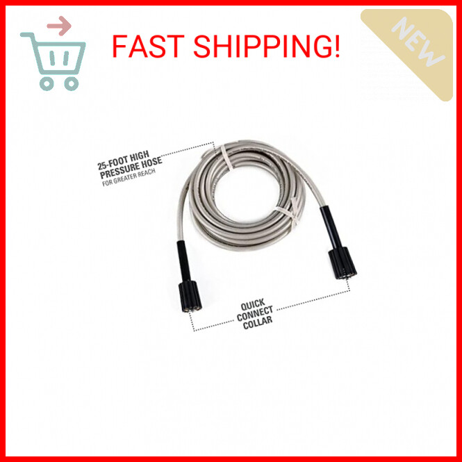 Greenworks 25-Foot Universal Pressure Washer High Pressure Hose Attachment 52004