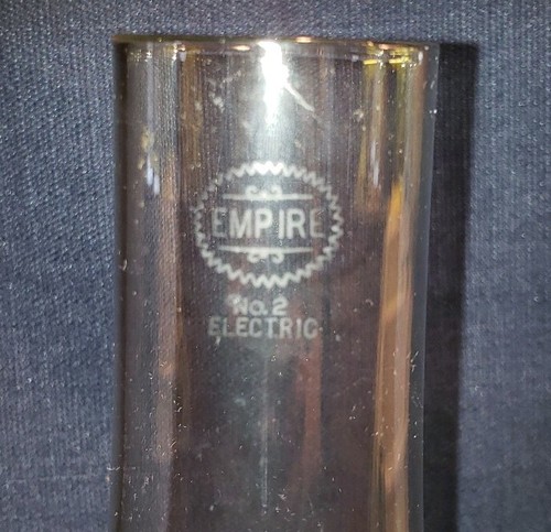 Vintage Empire No.2 Electric Glass Oil/Kerosene Lamp Chimney 10 1/8