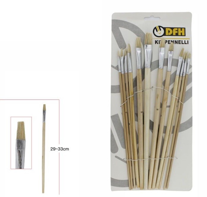 Set 12pz Pennelli Piatti Professionali Pittura Acrilica Varie Misure 64994 dfh