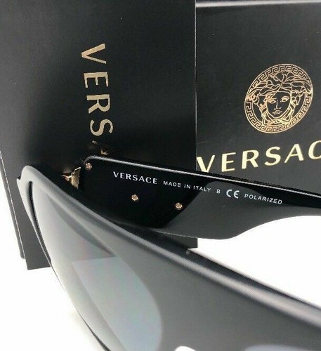 Pre-owned Versace Polarized  Sunglasses Ve 4323 Gb1/81 58-15 140 Black-gold Frame W/ Grey In Grey Polarized