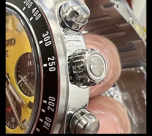 Pre-owned Seiko Prospex Speedtimer Yellow Dial Stainless Bracelet Watch Ssc929 Bns
