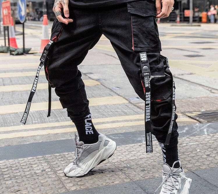 Men Work Tactical Cargo Pants With Pocket Buckle Straps Casual Techwear ...