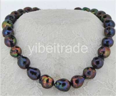 15-20mm natural Japanese seas kasumi black pearl necklace 18inch
