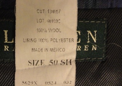 RALPH LAUREN MENS 50 SHORT 2 BUTTON NOTCH STRIPED TUXEDO JACKET LAPEL