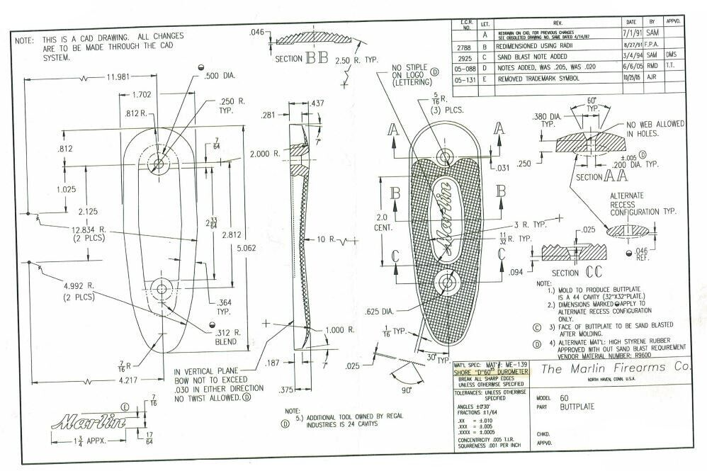 NOS Marlin Factory  Buttplate F406467 Model 60 336 1895 1894CB 1894CL 39