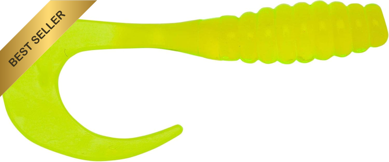 YUM Ribbontail Grub Curly-Tail Swim-Bait Bass Fishing Lure, 3 Inch Length, 15 pe