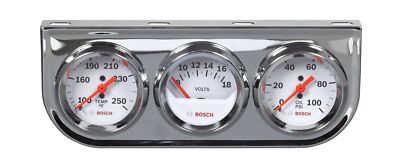 Actron Bosch SP0F000046 Style Line 2'' Triple Gauge Kit (White Dial Face, Chro...
