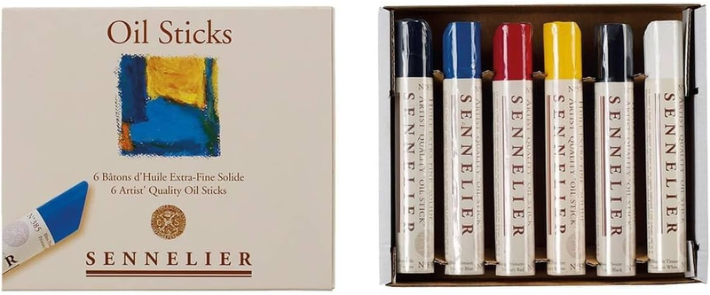 Sennelier Medium Oil Stick Set, 6 Count (Pack of 1), Multicolor