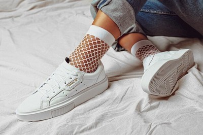 Adidas Sleek Super White/Gold Leather Shoes - Style: EF8858 - Womens Size 8.5