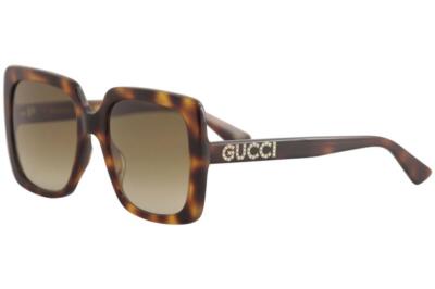 Pre-owned Gucci Women's Gg0418s Gg/0418/s 003 Havana Fashion Square Sunglasses 54mm In Brown