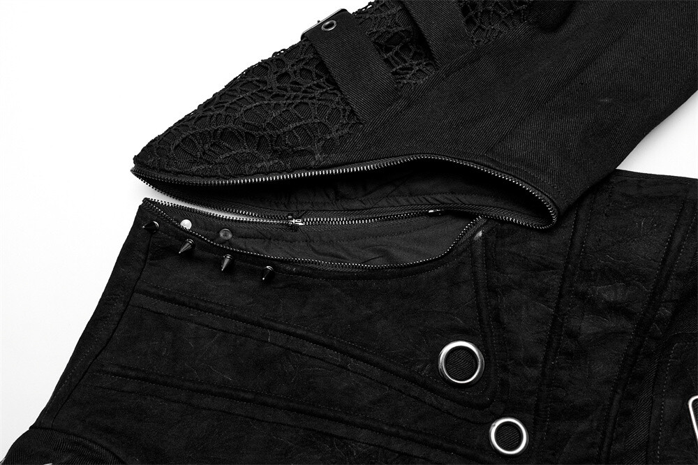 Pre-owned Punk Rave Men Steampunk Detachable Gothic Jackets Motorcycle Visual Coat Vests In Black