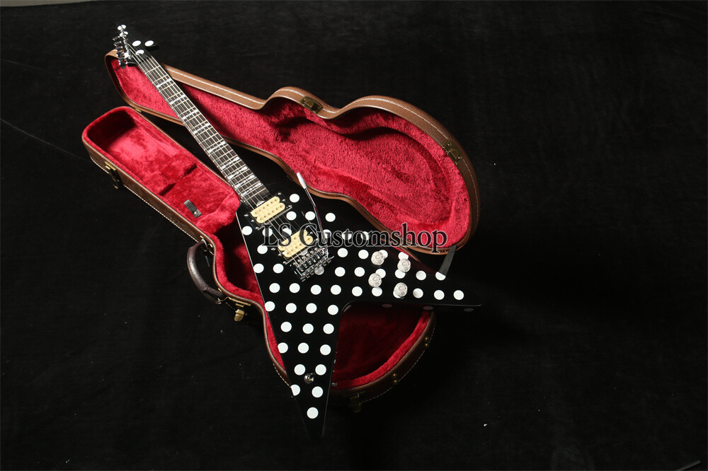 FLYING V / RANDY V 的ボディ Flying V Randy Rhoads Electric Guitar Black&White Polka Dots