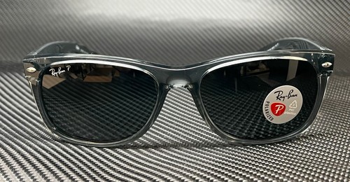 Pre-owned Ray Ban Rb2132 64503r Wayfarer Transparent Grey Polarized 58 Mm Sunglasses In Blue