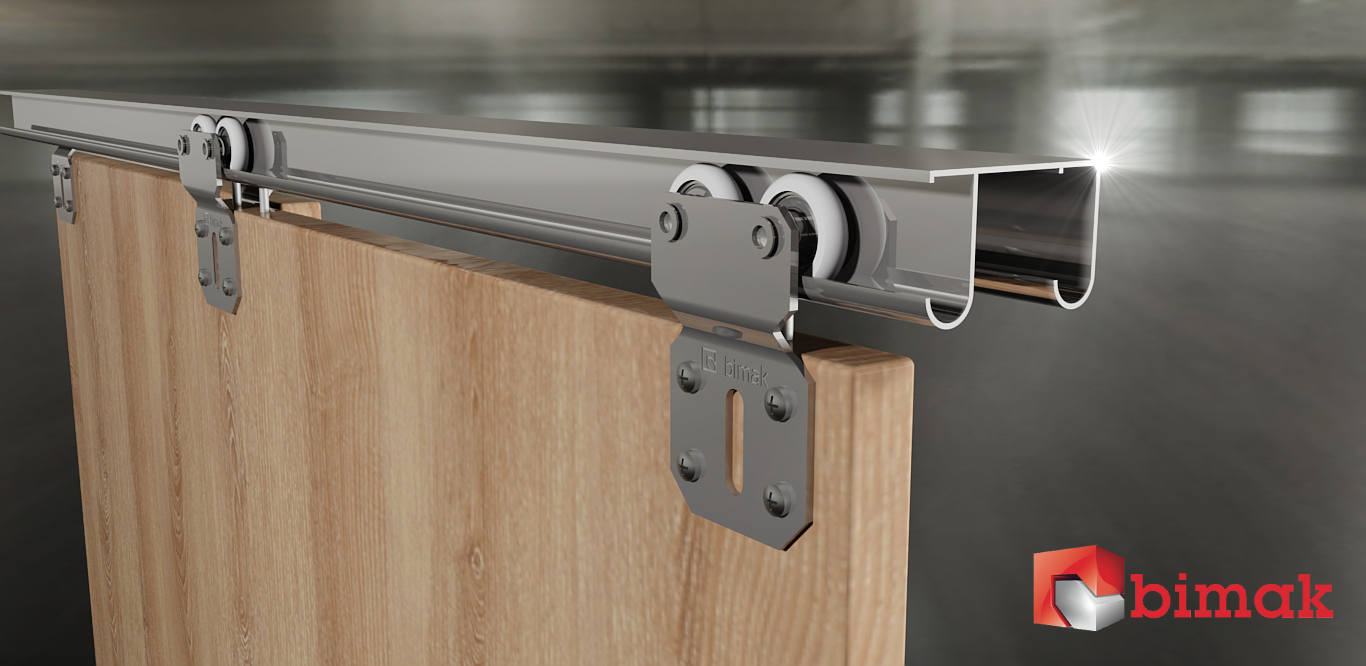 BIMAK FORMA TOP HANG SLIDING WARDROBE DOOR GEAR TRACK KIT SET 1500MM TO