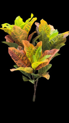 Artificial Croton bush. Silk Flower Floral Arrangements THREE branches