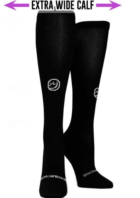 NWOT Crazy Compression Solid Black OTC Knee High Wide Calf Socks