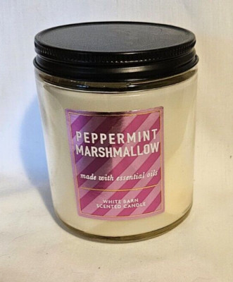 White Barn Candle 7 oz Peppermint Marshmallow Essential Oils New