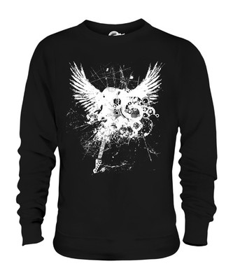GRUNGE ELEKTRISCHE GITARRE TÄTOWIERUNG UNISEX PULLOVER PULLI HERREN DAMEN