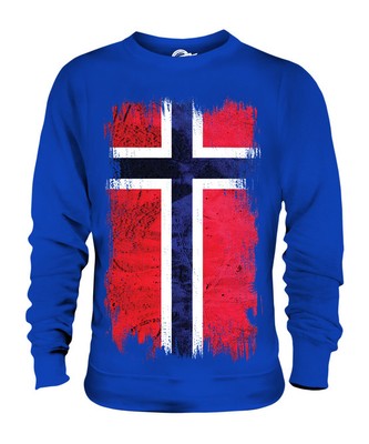 NORWEGEN GRUNGE FLAGGE UNISEX SWEATER PULLOVER PULLI SWEATSHIRT HERREN DAMEN
