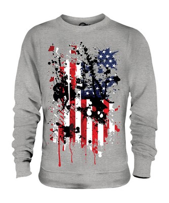 USA STERNENBANNER ABSTRAKT FLAGGE UNISEX SWEATER PULLOVER PULLI HERREN DAMEN