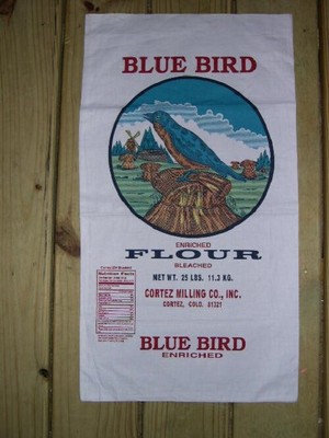 BLUEBIRD ENRICHED FLOUR 25 # SACK  BAG ~~ CORTEZ  MILLING CO.