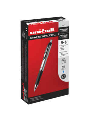 65871 Uni-Ball Signo Gel 207 Impact RT Pen, Bold 1.0mm, Blue Ink, Box of 12