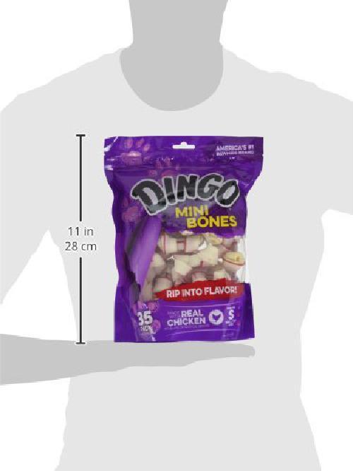 Dingo Mini Bones, Rawhide For Small Or Toy Dogs, Made W/Real Chicken
