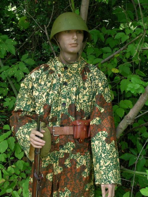 Reproduction Soviet WW2 coverall leaf pattern camo with brown ameba overprint