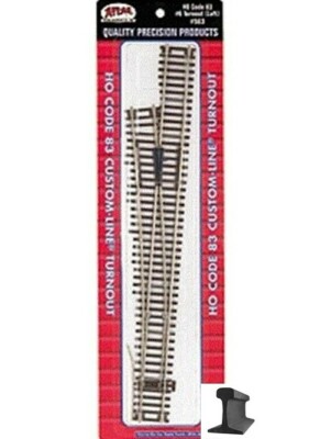 Atlas HO Scale ~ New 2024 ~ Code 83 Track #6 Left Hand Custom Line Turnout ~ 563