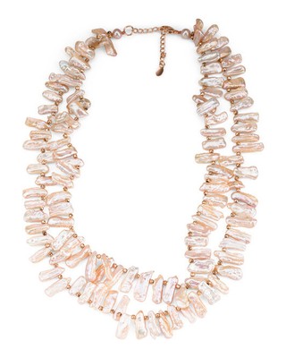 IRIS & LILY Sterling Silver Keshi Pearl And Rose Gold Plated Hematite Necklace