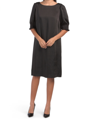 NEW ANNE KLEIN BLACK SATIN SHIFT DRESS SIZE 16 99