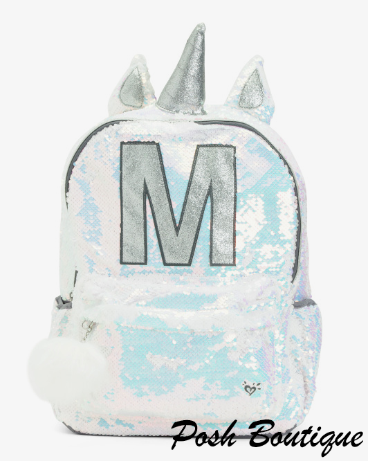 Justice Sequin Unicorn Initial School Backpack and/or Lunch Box G H J K O S  T