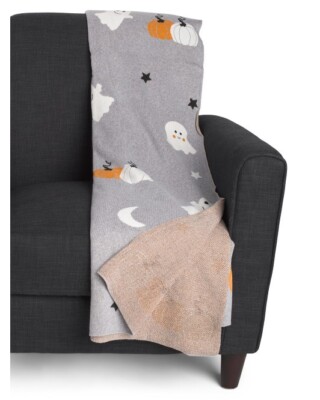 Ghost Party HANDCRAFTED IN INDIA Oversized Ghost And Pumpkin Throw