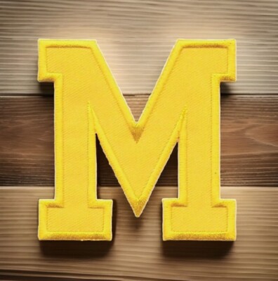 2 3/4'' x 2 3/4'' Maize Yellow Monogram Block letter M Embroidery Patch