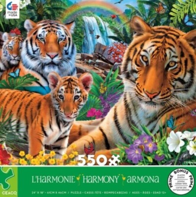 550 Pieces Jigsaw Puzzle Harmony Tiger Family 24 X 18 Ceaco Poster