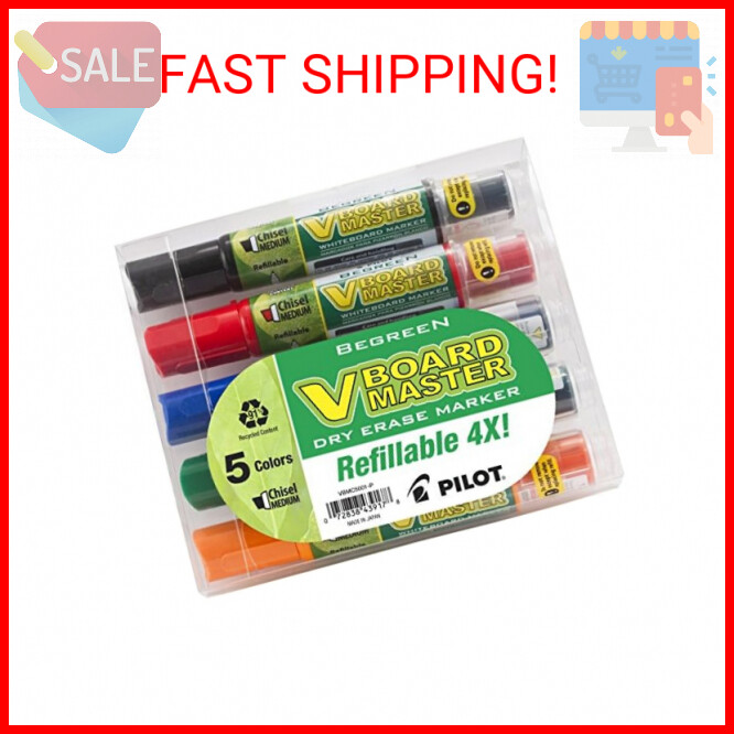 PILOT V Board Master Refillable Dry-Erase Markers, Medium Chisel Tip, Assorted C