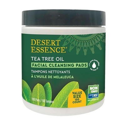 Очищающие подушечки для лица Desert Essence Tea Tree, 100 подушечек, контейнер