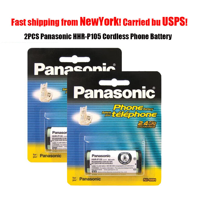 2 Pack Panasonic HHR-P105 3.6V NI MH Rechargeable Batteries for Cordless Phone