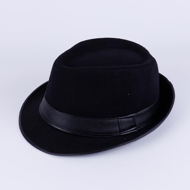 Men Winter Wool Felt Jazz Fedora Hat Trilby Manhattan Cap Panama Short Brim